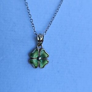 Green Four-Leaf Clover Pendant Necklace Charm